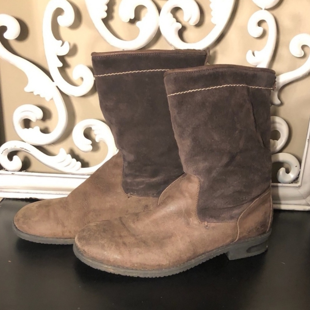 Calvin Klein Jeans Mens EVAN LEATHER BOOTS Brown 11.5